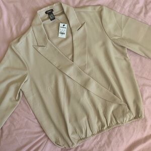 Express women’s beige collared blouse